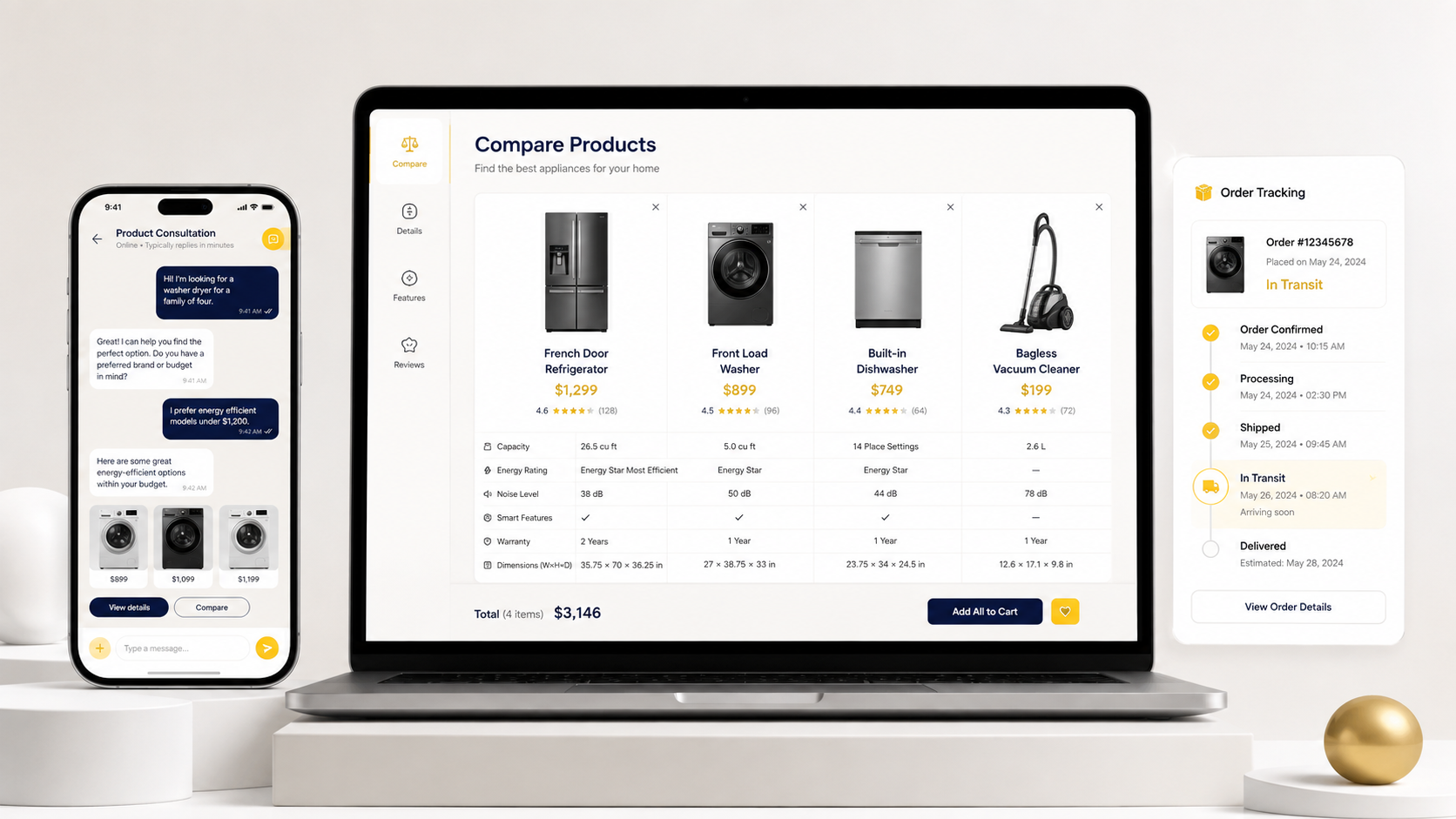 Mockup nền tảng bán thiết bị và gia dụng