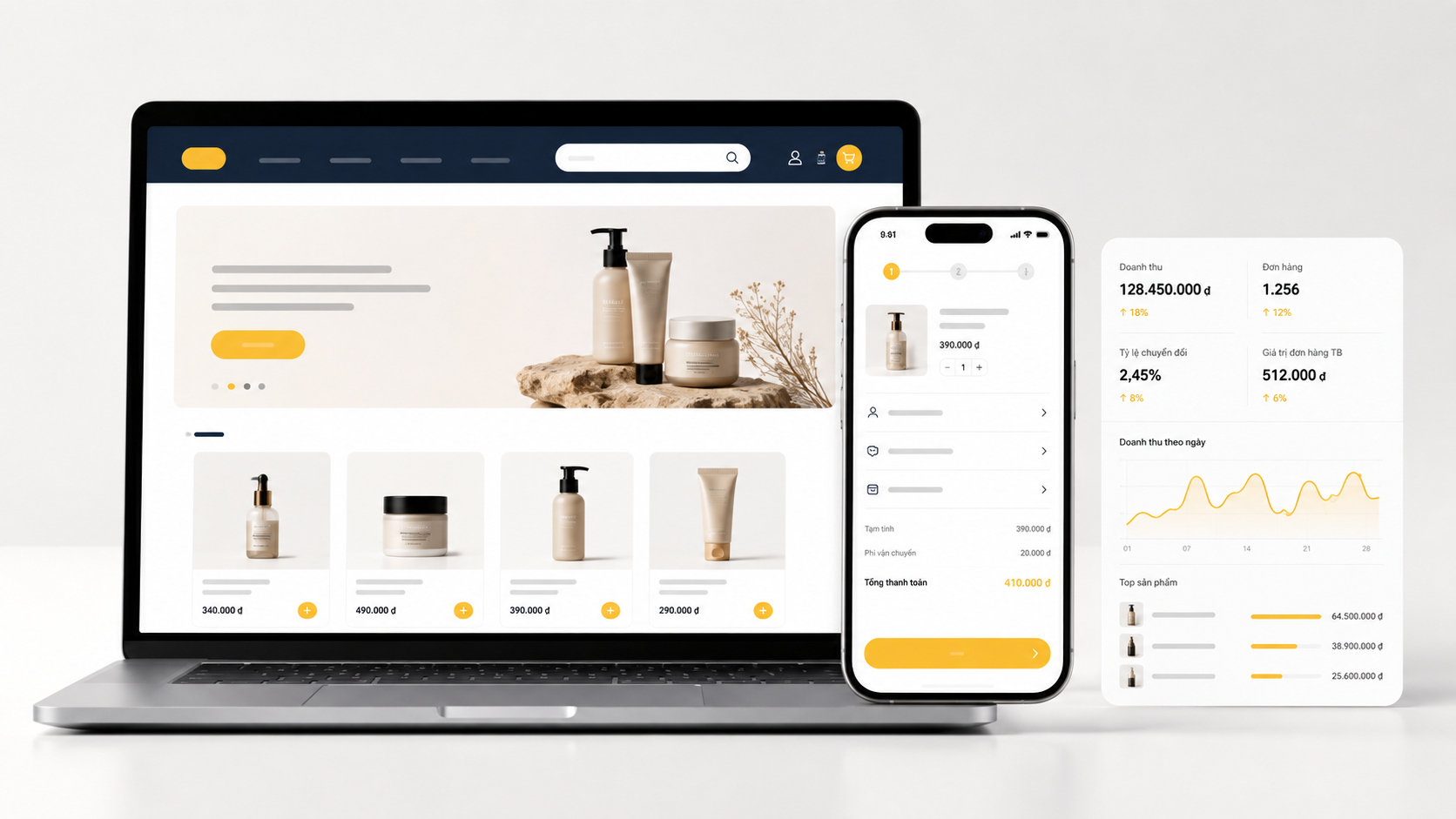 Mockup nền tảng bán hàng D2C