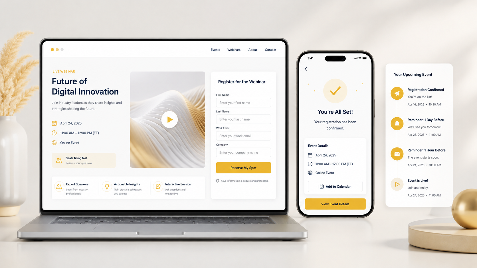 Mockup nền tảng sự kiện và webinar