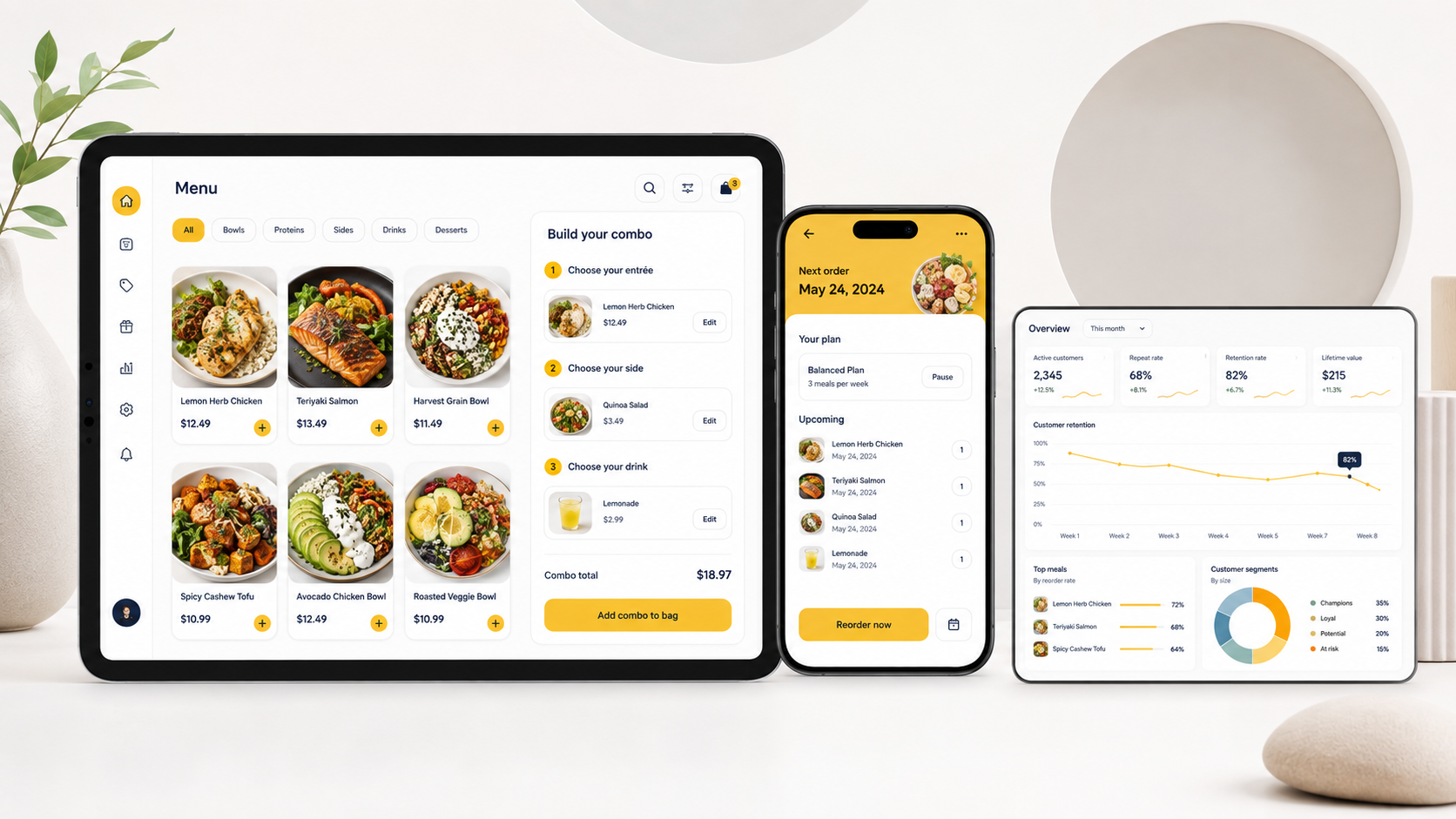 Mockup nền tảng bán hàng F&B
