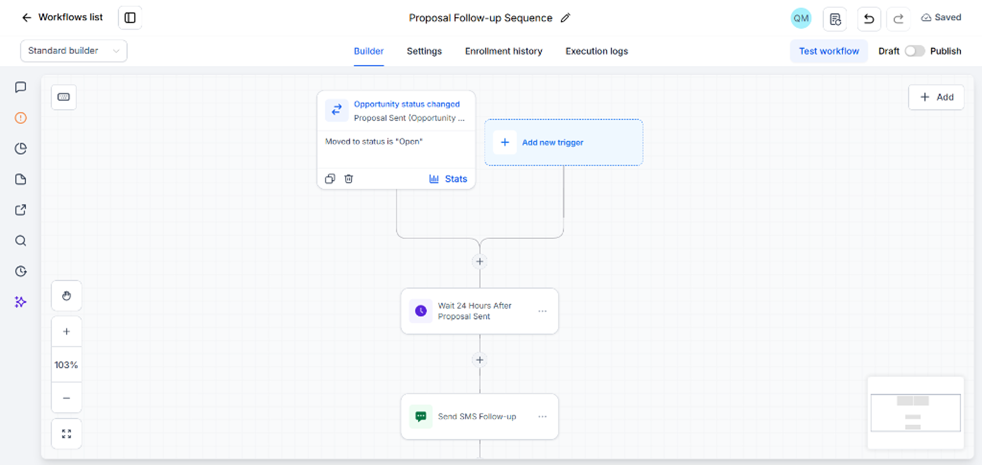 Giao diện workflow chăm sóc khách hàng tự động